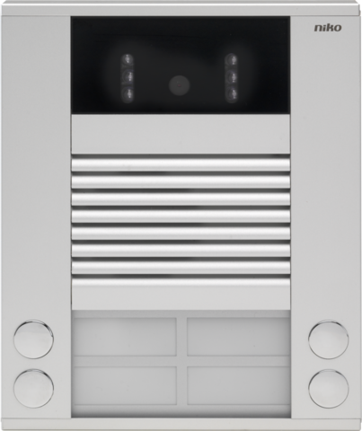 Niko 10-404: Opbouwbuitenpost 20 mm met 4 bellen in twee rijen en kleurencamera