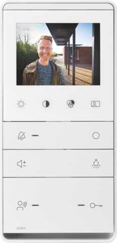 Niko 10-577: Slanke videobinnenpost voor opbouw, met kleurenscherm en aanraaktoetsen