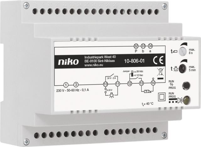 Niko 10-806-01: Modulaire voeding voor een video-installatie met maximaal 12 videobinnenposten, 1 videosplitter en 1 videobuitenpost (videofonie)