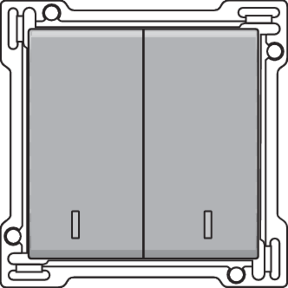 Niko 121-61507: Afwerkingsset met dubbele lens voor serieschakelaar, wisselschakelaar + drukknop N.O., dubbele wisselschakelaar of dubbele drukknop N.O. of N.G., sterling coated - Image 2