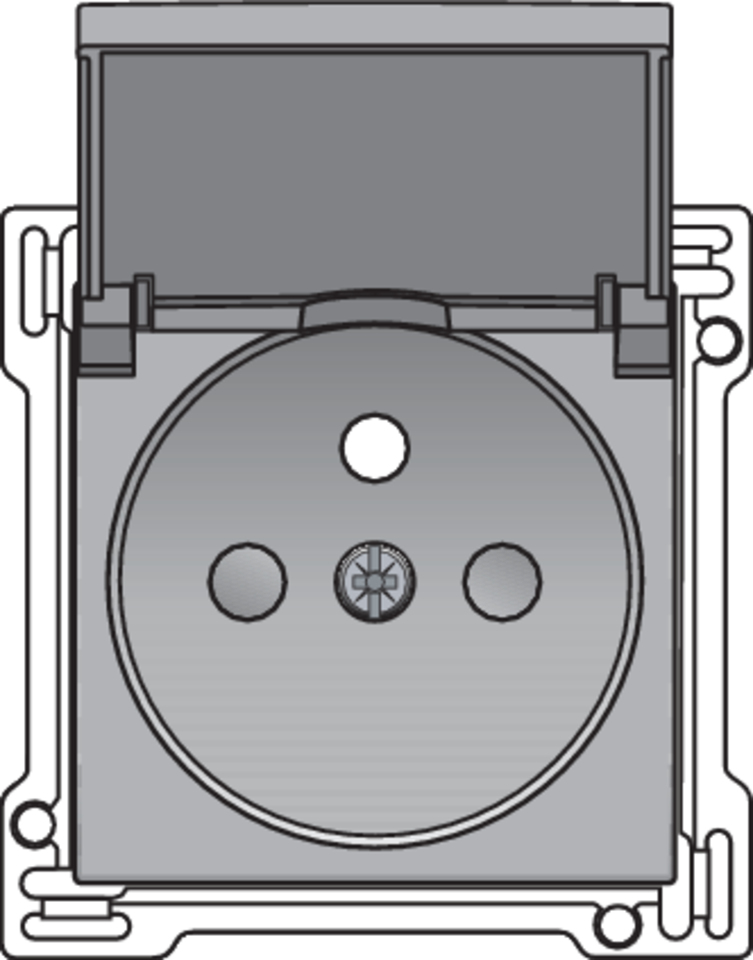 Niko 121-66603: Afwerkingsset voor stopcontact met klapdeksel, penaarde en beschermingsafsluiters, inbouwdiepte 28,5 mm, sterling coated - Image 2