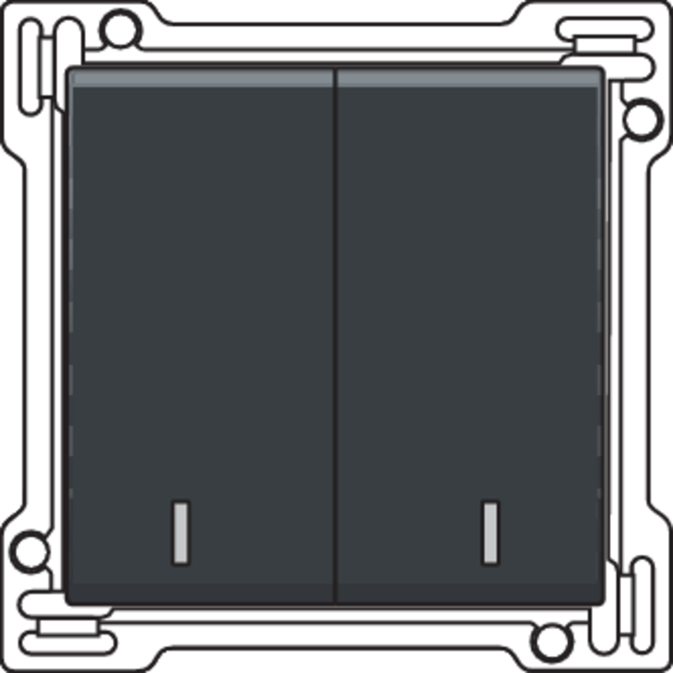 Niko 122-61507: Afwerkingsset met dubbele lens voor serieschakelaar, wisselschakelaar + drukknop N.O., dubbele wisselschakelaar of dubbele drukknop N.O. of N.G., anthracite coated - Image 2
