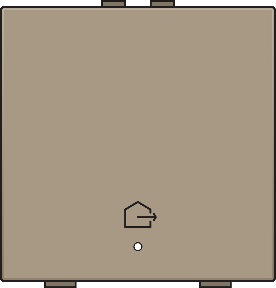 Niko 123-52921: Enkelvoudige drukknop met led en comfortsensoren voor Niko Home Control, symbool 'woning verlaten', bronze coated - Image 2