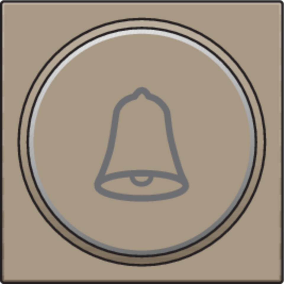 Niko 123-64007: Afwerkingsset met doorschijnende ring met belsymbool voor drukknop 6 A met amberkleurige led met E10-lampvoet, bronze coated - Image 2