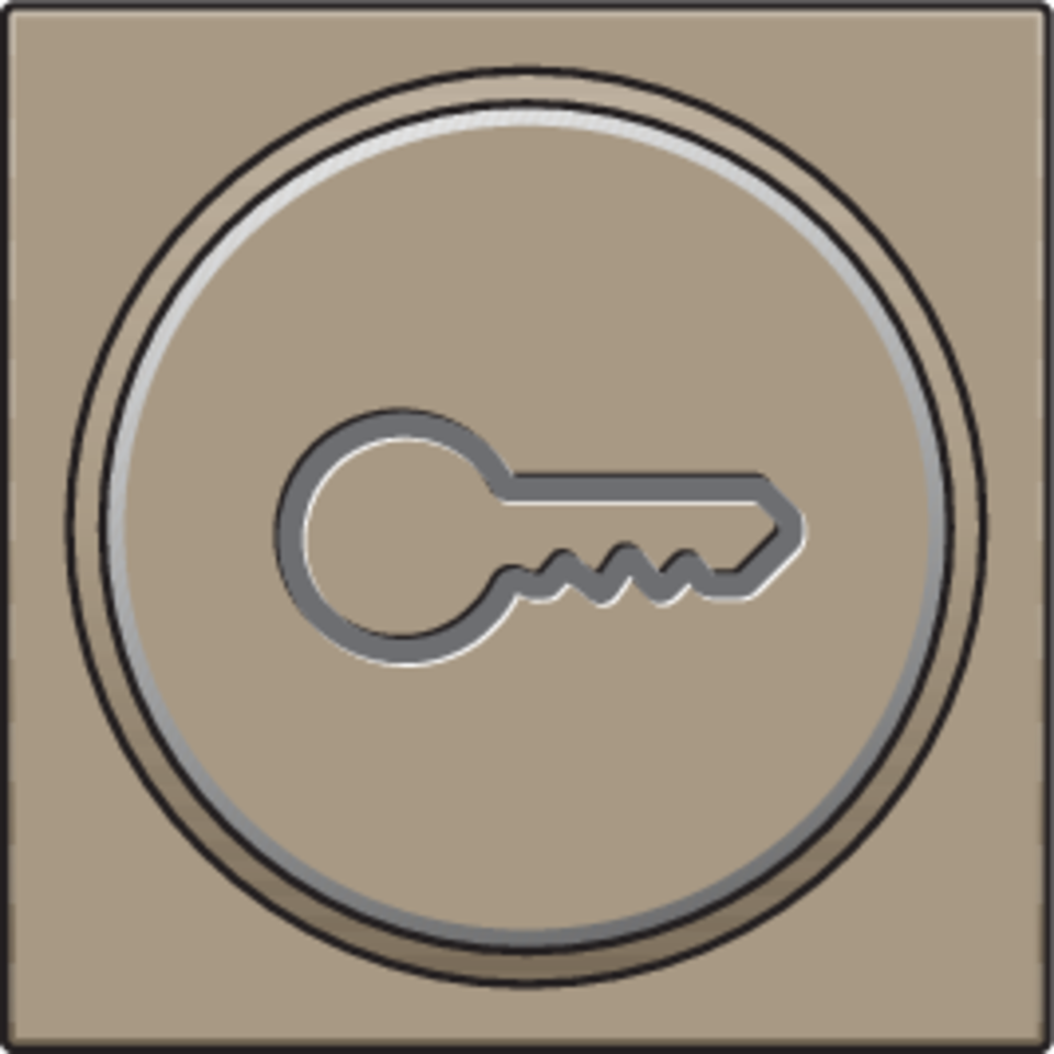 Niko 123-64009: Afwerkingsset met doorschijnende ring met sleutelsymbool voor drukknop 6A met amberkleurige led met E10-lampvoet, bronze coated - Image 2