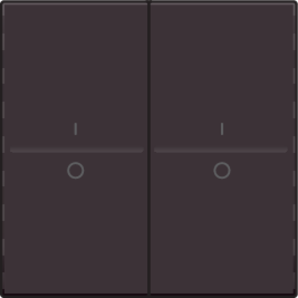 Niko 124-00008: Tweevoudige toets met opdruk I en 0 voor draadloze schakelaar of drukknop met 4 bedieningsknoppen, dark brown coated - Image 2