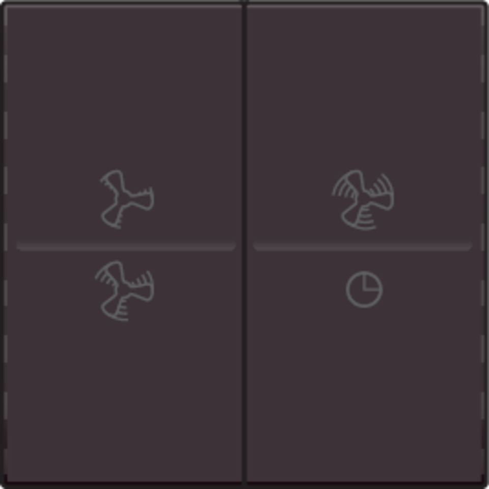 Niko 124-00013: Tweevoudige toets met ventilatoropdruk 0 t.e.m. 3 voor draadloze schakelaar of drukknop met 4 bedieningsknoppen, dark brown coated - Image 2