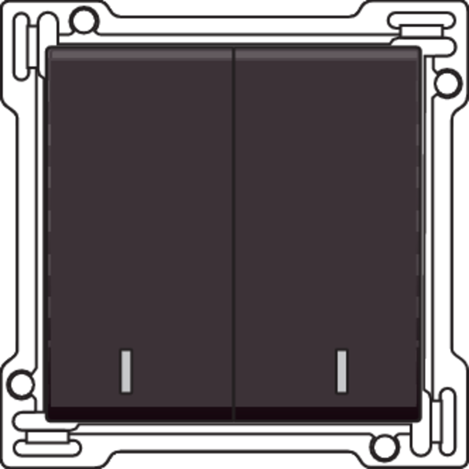 Niko 124-61507: Afwerkingsset met dubbele lens voor serieschakelaar, wisselschakelaar + drukknop N.O., dubbele wisselschakelaar of dubbele drukknop N.O. of N.G., dark brown coated - Image 2