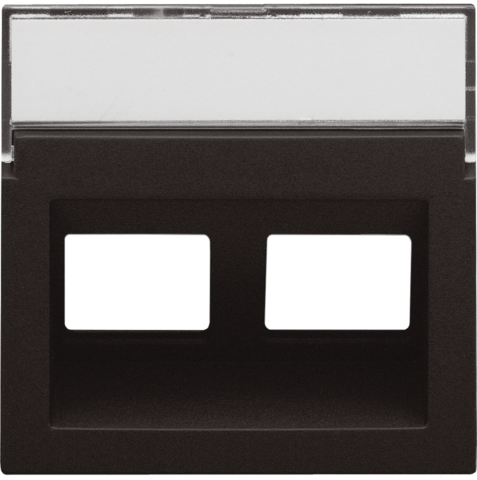 Centraalplaat data 2x RJ schuine uitgang, dark brown coated