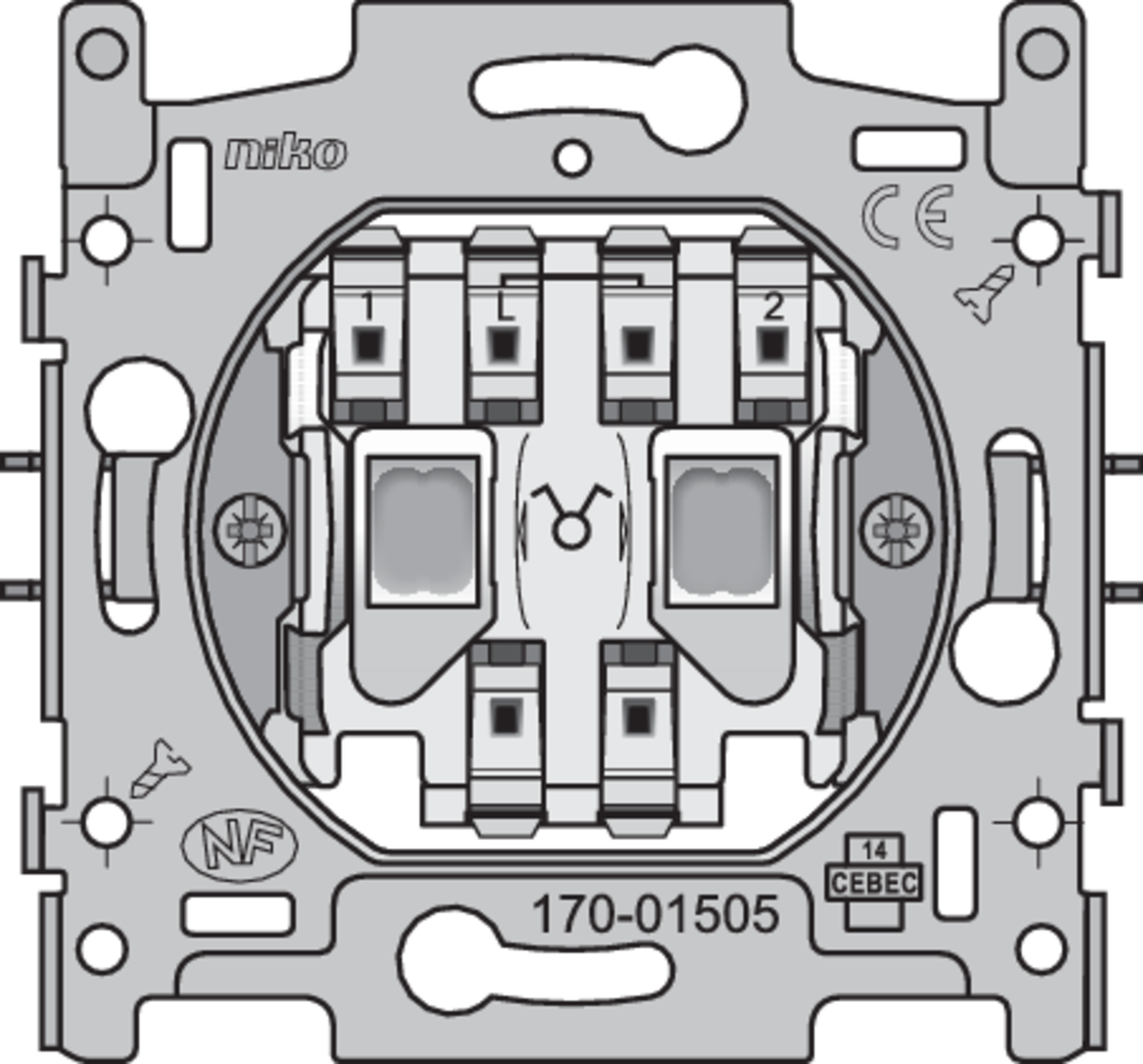 Niko 170-01505: Sokkel voor serieschakelaar, 10 AX/250 Vac, insteekklemmen - Image 2