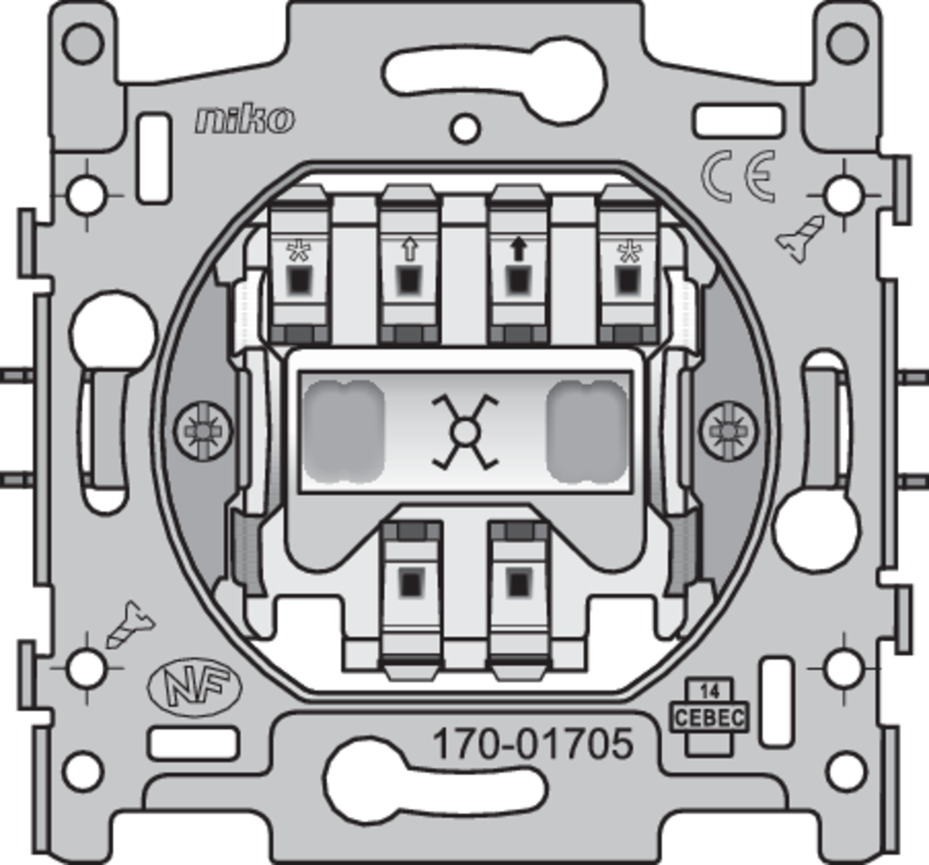 Niko 170-01705: Sokkel voor een kruisschakelaar of kruistrekschakelaar, 10 AX/250 Vac, insteekklemmen - Image 2