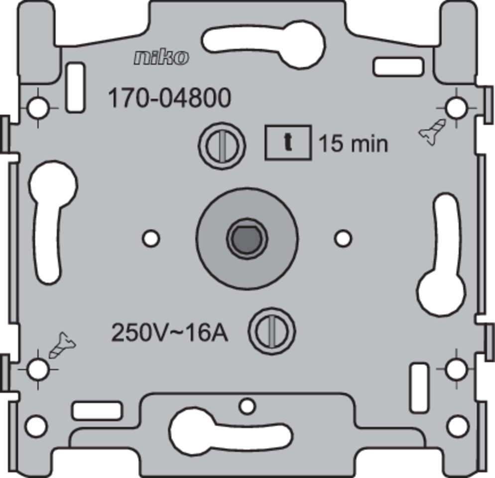 Niko 170-04800: Sokkel voor 2-polige timer regelbaar tot 15 min, 16 A/250 Vac, schroefbevestiging - Image 2