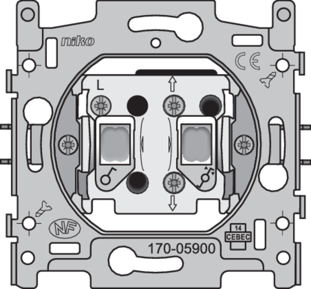 Niko 170-05900: Sokkel voor rolluikschakelaar, elektrisch gescheiden, 10 AX/250 Vac, schroefklemmen - Image 2