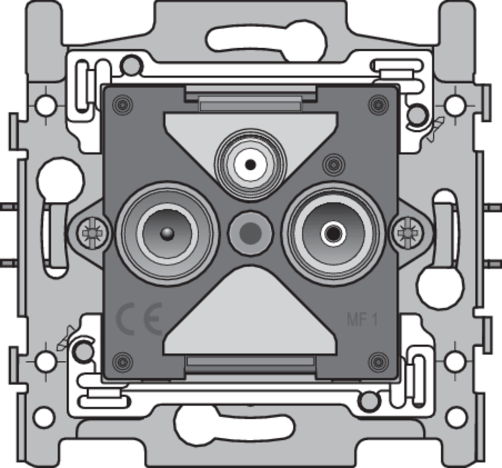 Niko 170-09550: Sokkel voor 2 enkelvoudige coaxaansluitingen voor tv en FM en een satellietaansluiting, klauwbevestiging - Image 2