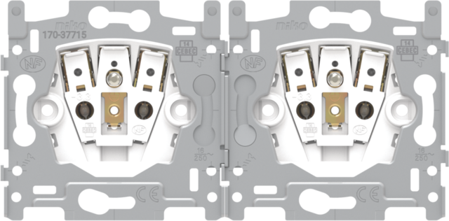 Sokkel voor dubbel stopcontact horizontaal met penaarde en b