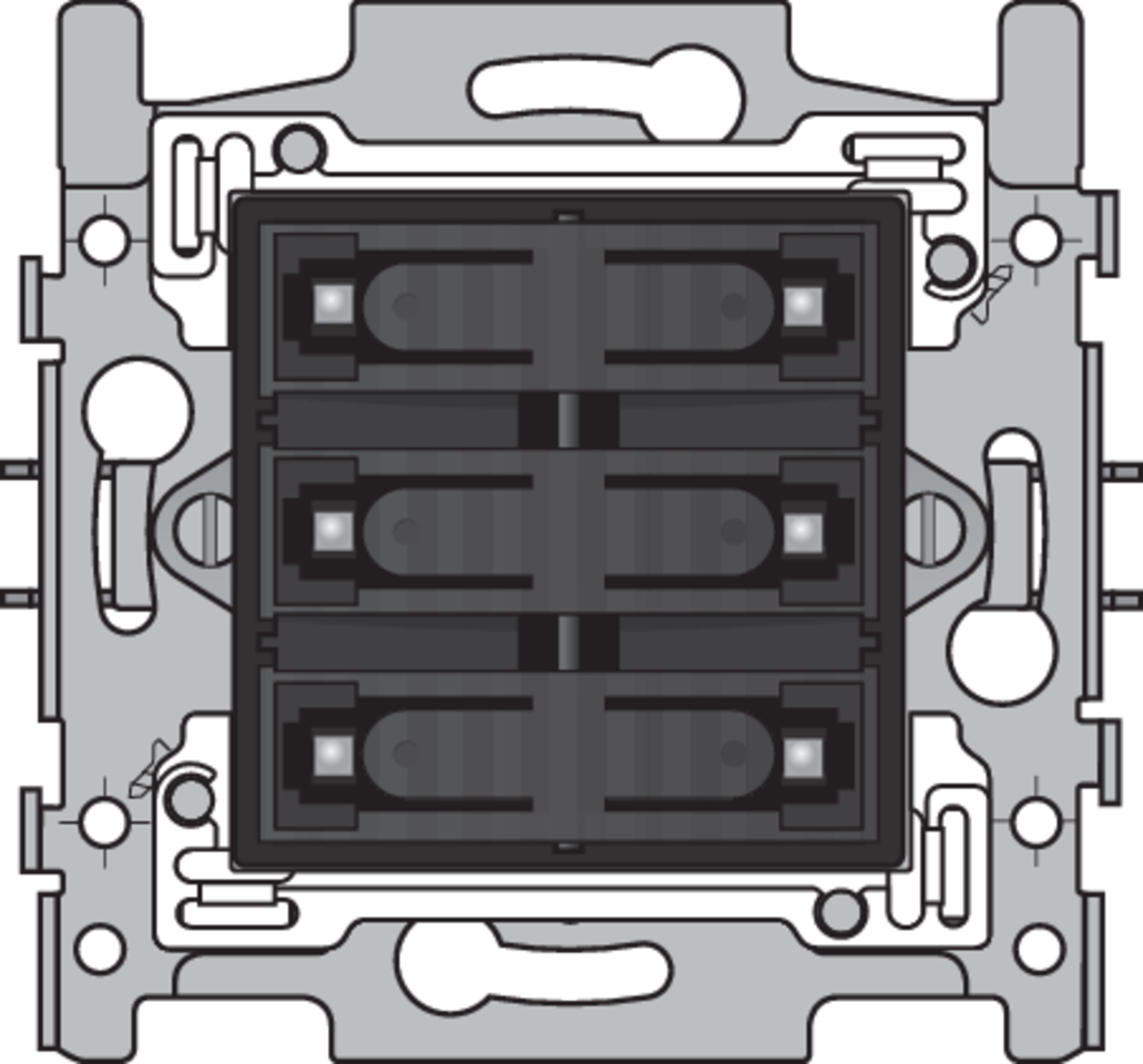 Niko 170-60160: Sokkel voor 6-voudige potentiaalvrije drukknop 24 V N.O. met blauwe led, klauwbevestiging - Image 2