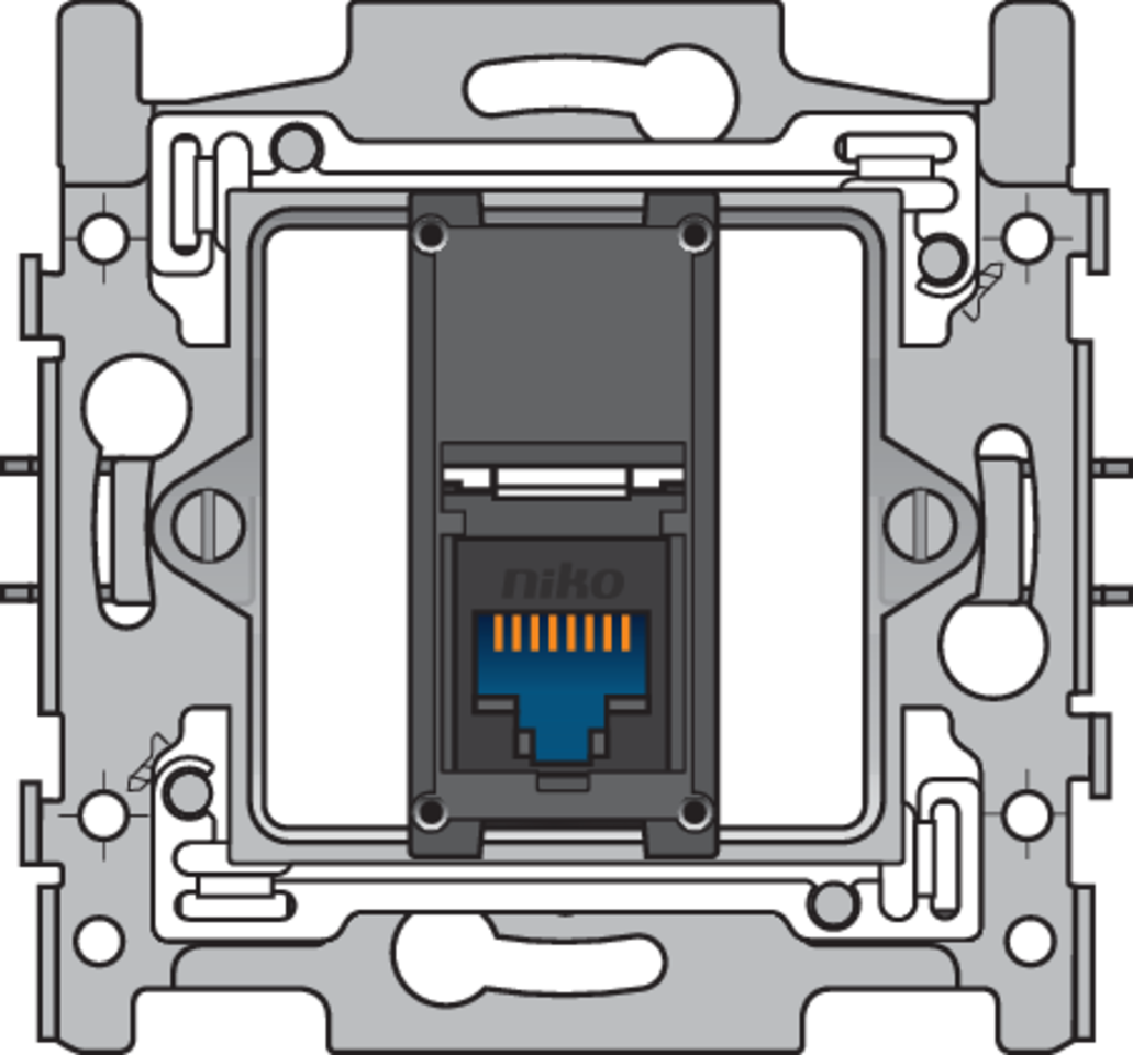 Niko 170-65161: 1 RJ45-aansluiting UTP Cat. 6, vlakke uitvoering, incl. sokkel 60 x 71 mm met klauwbevestiging - Image 2