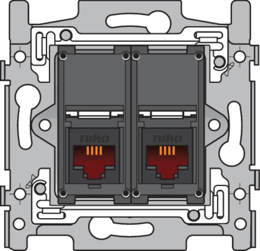 Niko 170-65214: 2 RJ11-aansluitingen UTP, vlakke uitvoering, incl. inbouwraam 60 x 71 mm met schroefbevestiging - Image 2