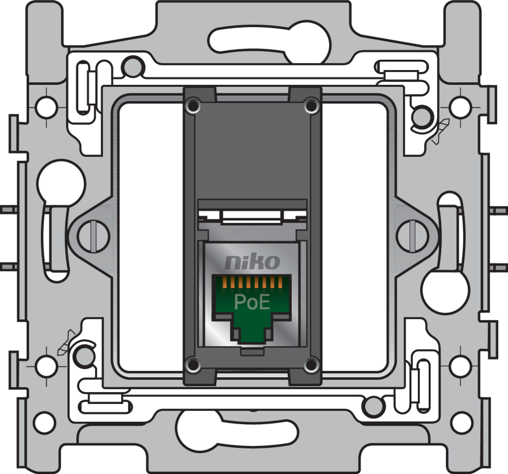Niko 170-66155: 1 RJ45-aansluiting STP Cat. 5E, klaar voor PoE++, vlakke uitvoering, incl. sokkel 60 x 71 mm met klauwbevestiging - Image 2