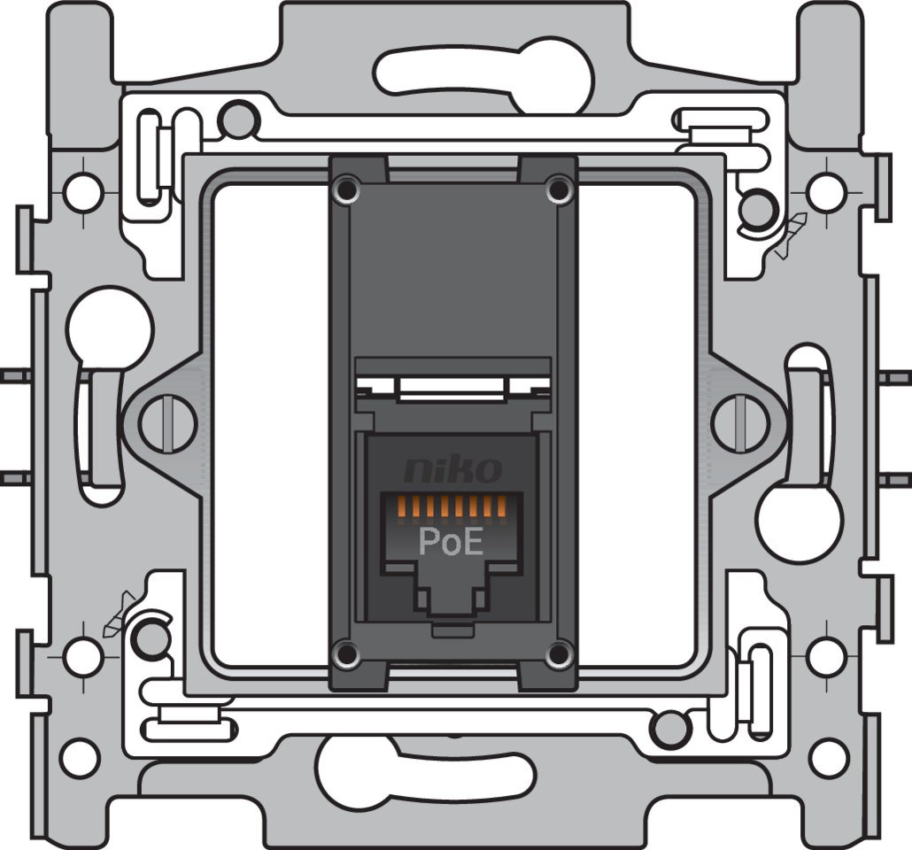 Niko 170-66171: 1 RJ45-aansluiting UTP Cat. 6A, klaar voor PoE++, vlakke uitvoering, incl. sokkel 60 x 71 mm met klauwbevestiging - Image 2
