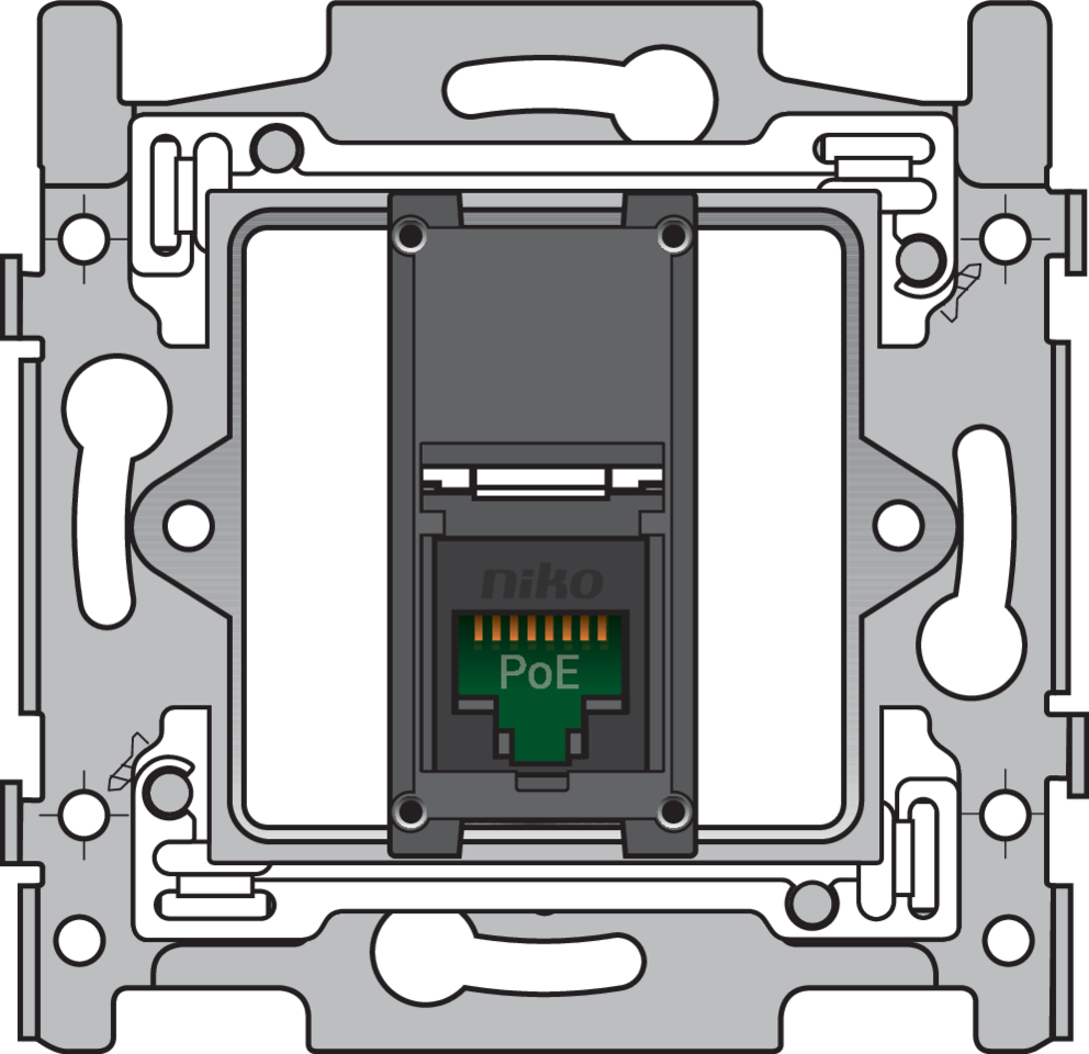 Niko 170-66251: 1 RJ45-aansluiting UTP Cat. 5E, klaar voor PoE++, vlakke uitvoering, incl. sokkel 60 x 71 mm met schroefbevestiging - Image 2