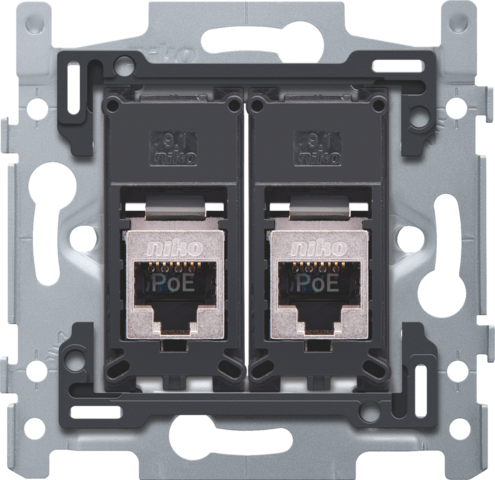 2 RJ45-aansluitingen STP Cat. 6, klaar voor PoE++, vlakke ui