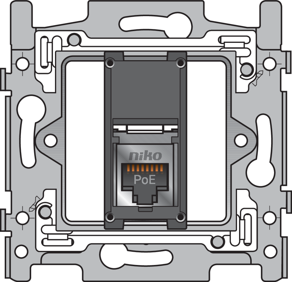 Niko 170-66277: 1 RJ45-aansluiting STP Cat. 6A, klaar voor PoE++, vlakke uitvoering, incl. sokkel 60 x 71 mm met schroefbevestiging - Image 2