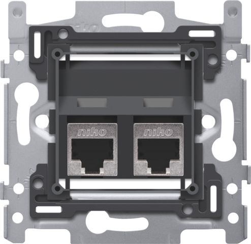 2 RJ45-aansluitingen STP Cat. 6A, klaar voor PoE++, schuine