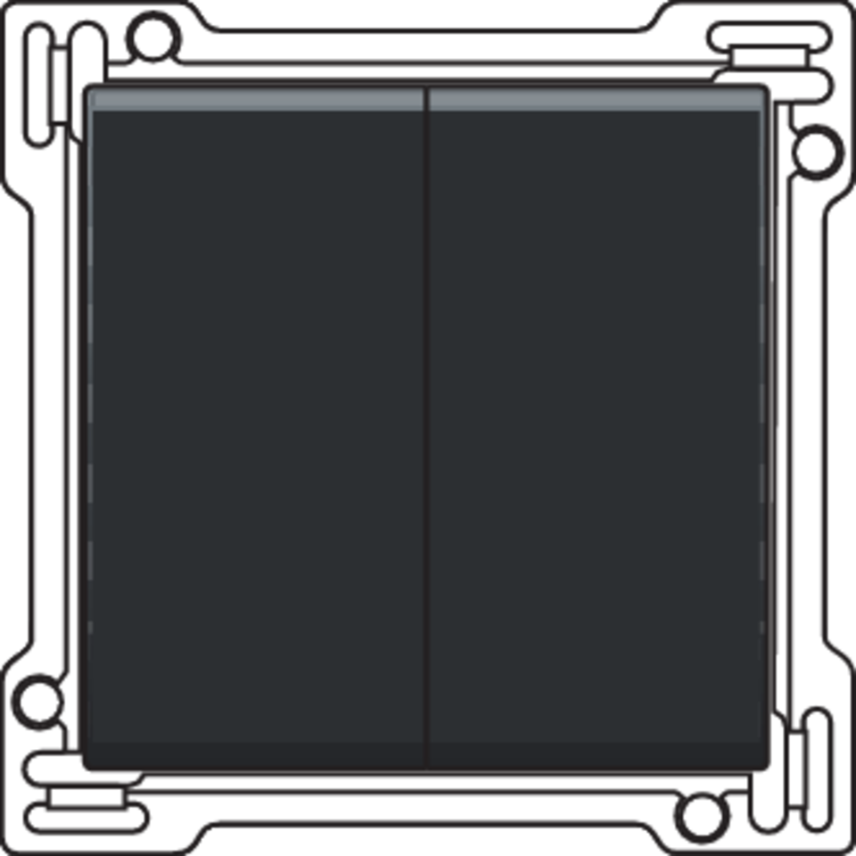 Niko 200-61505: Afwerkingsset voor serieschakelaar, wisselschakelaar + drukknop N.O., dubbele wisselschakelaar of dubbele drukknop N.O. of N.G. , piano black coated - Image 2