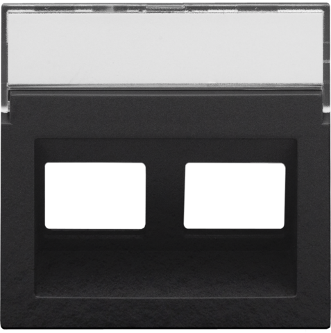 Centraalplaat data 2x RJ schuine uitgang, piano black coated