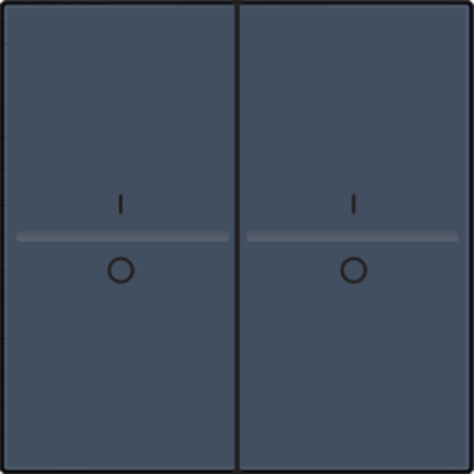 Niko 220-00008: Tweevoudige toets met opdruk I en 0 voor draadloze schakelaar of drukknop met 4 bedieningsknoppen, blue grey coated - Image 2