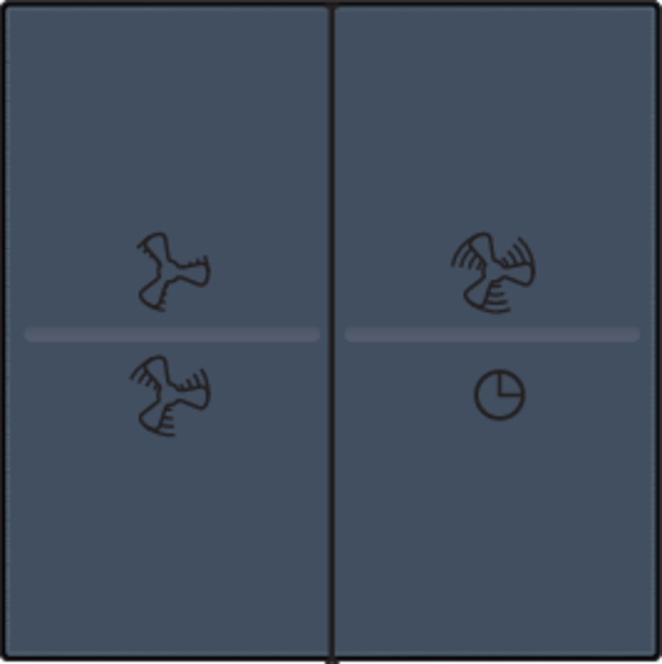 Niko 220-00013: Tweevoudige toets met ventilatoropdruk 0 t.e.m. 3 voor draadloze schakelaar of drukknop met 4 bedieningsknoppen, blue grey coated - Image 2