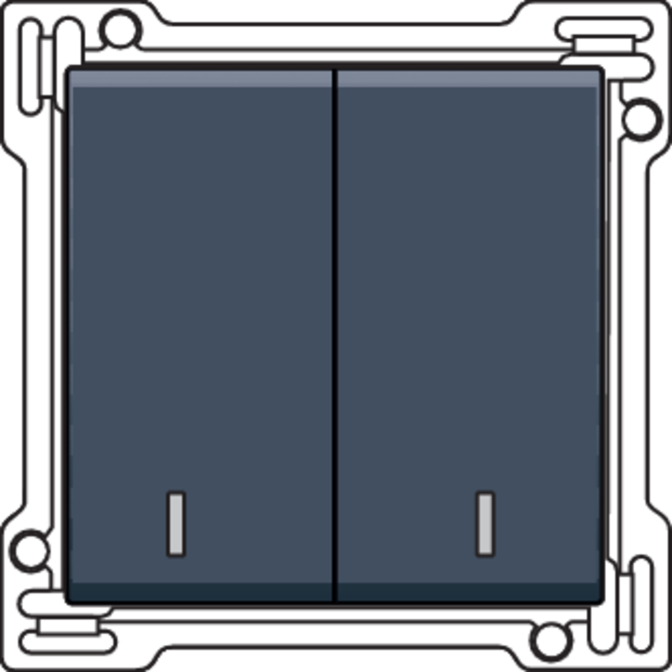 Niko 220-61507: Afwerkingsset met dubbele lens voor serieschakelaar, wisselschakelaar + drukknop N.O., dubbele wisselschakelaar of dubbele drukknop N.O. of N.G., blue grey coated - Image 2