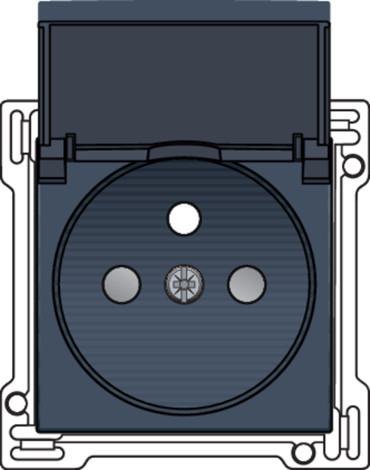 Niko 220-66603: Afwerkingsset voor stopcontact met klapdeksel, penaarde en beschermingsafsluiters, inbouwdiepte 28,5 mm, blue grey coated - Image 2