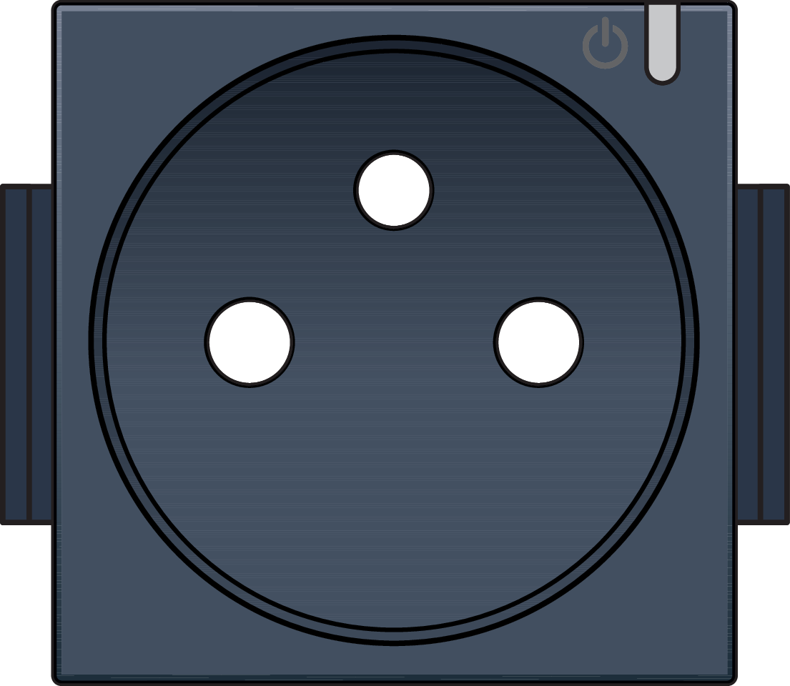 Niko 220-66630: Afwerkingsset voor geconnecteerd schakelbaar stopcontact met penaarde en bedieningsknop, blue grey coated - Image 2