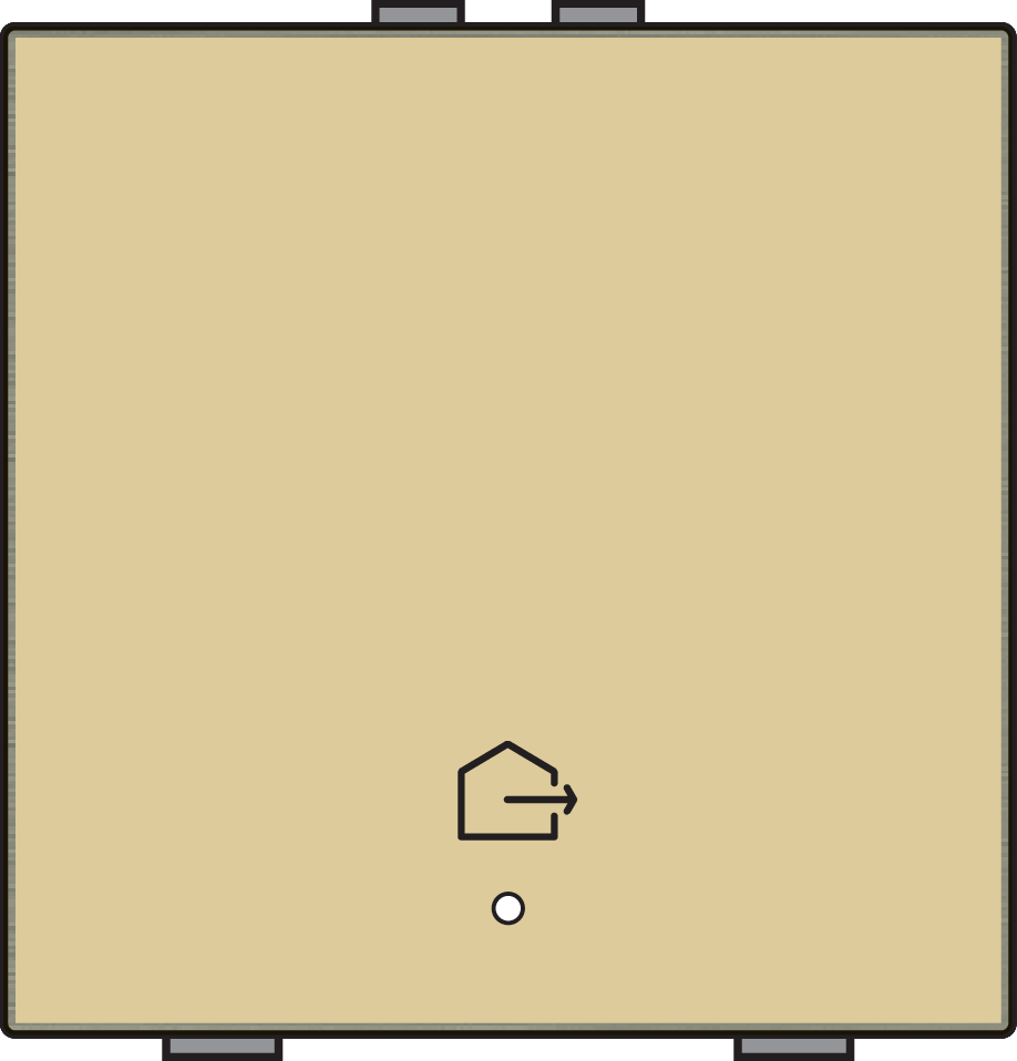 Niko 221-52921: Enkelvoudige drukknop met led en comfortsensoren voor Niko Home Control, symbool 'woning verlaten', gold coated - Image 2