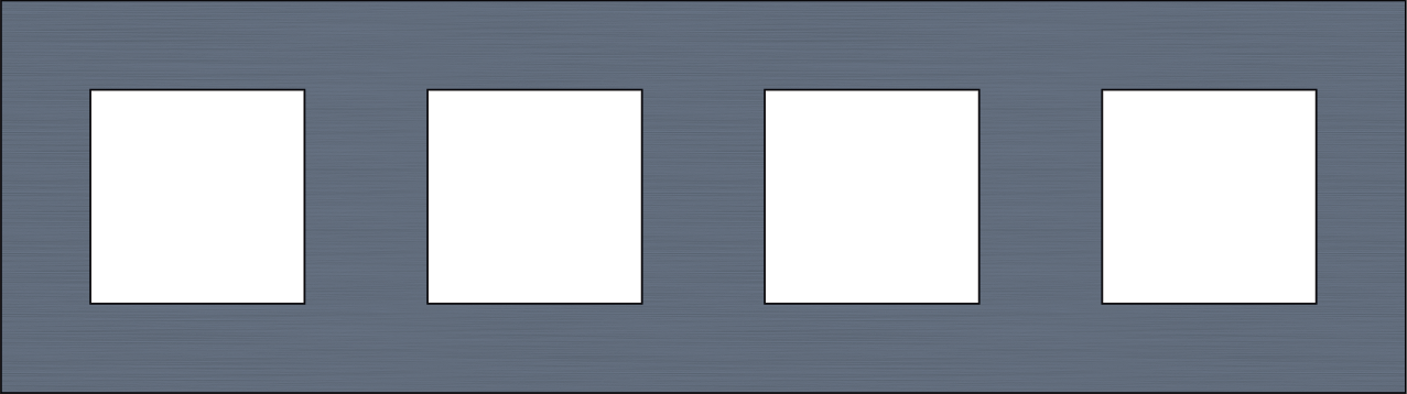 Niko 226-76400: Viervoudige afdekplaat, 71 mm centerafstand, Niko Pure alu blue grey brushed - Image 2