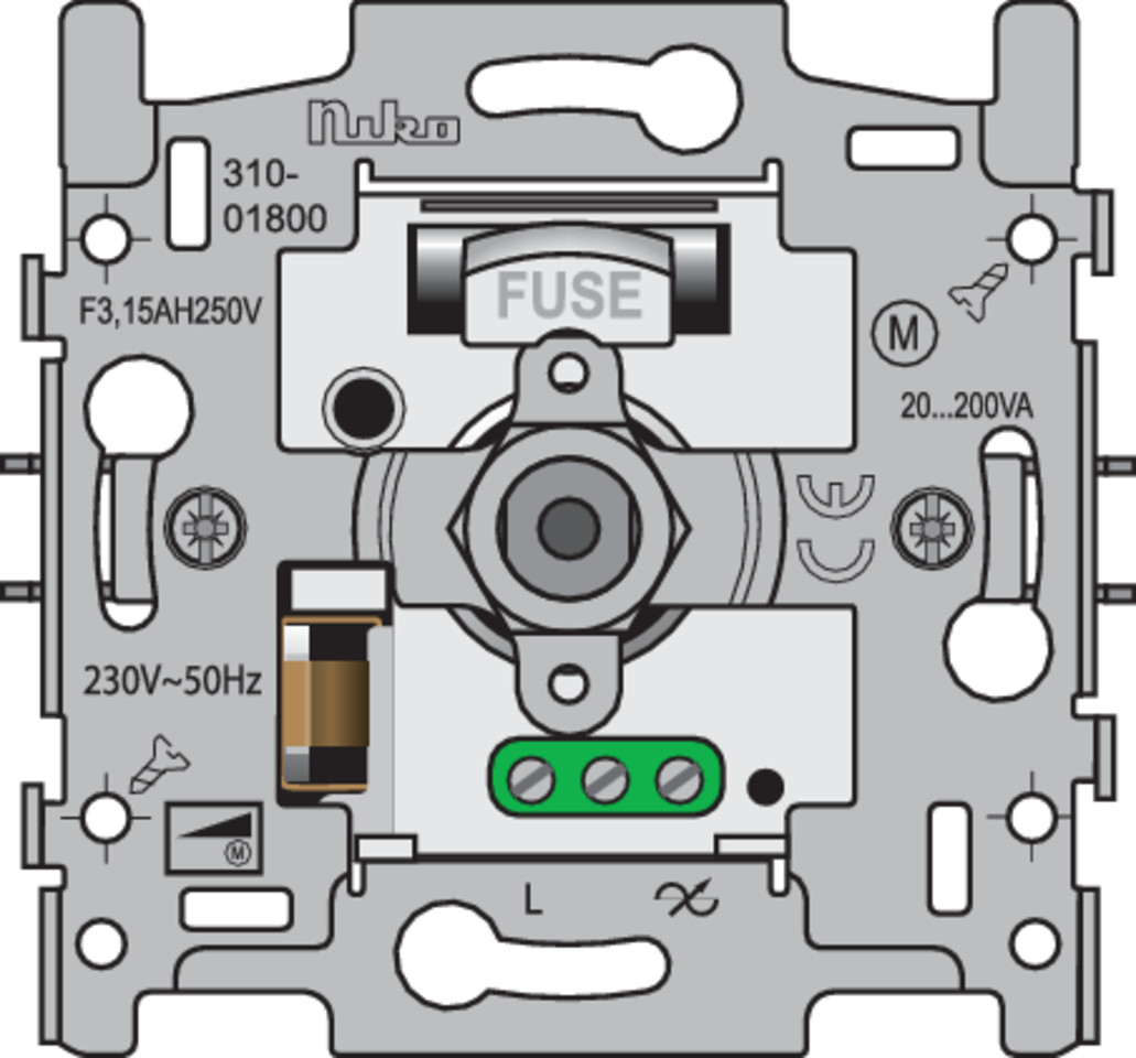 Niko 310-01800: Mechanisme voor een snelheidsregelaar voor het regelen van de snelheid van ventilatoren. - Image 2