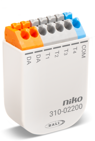 Niko 310-02200: DALI-2-drukknopinterface met vier potentiaalvrije inputs