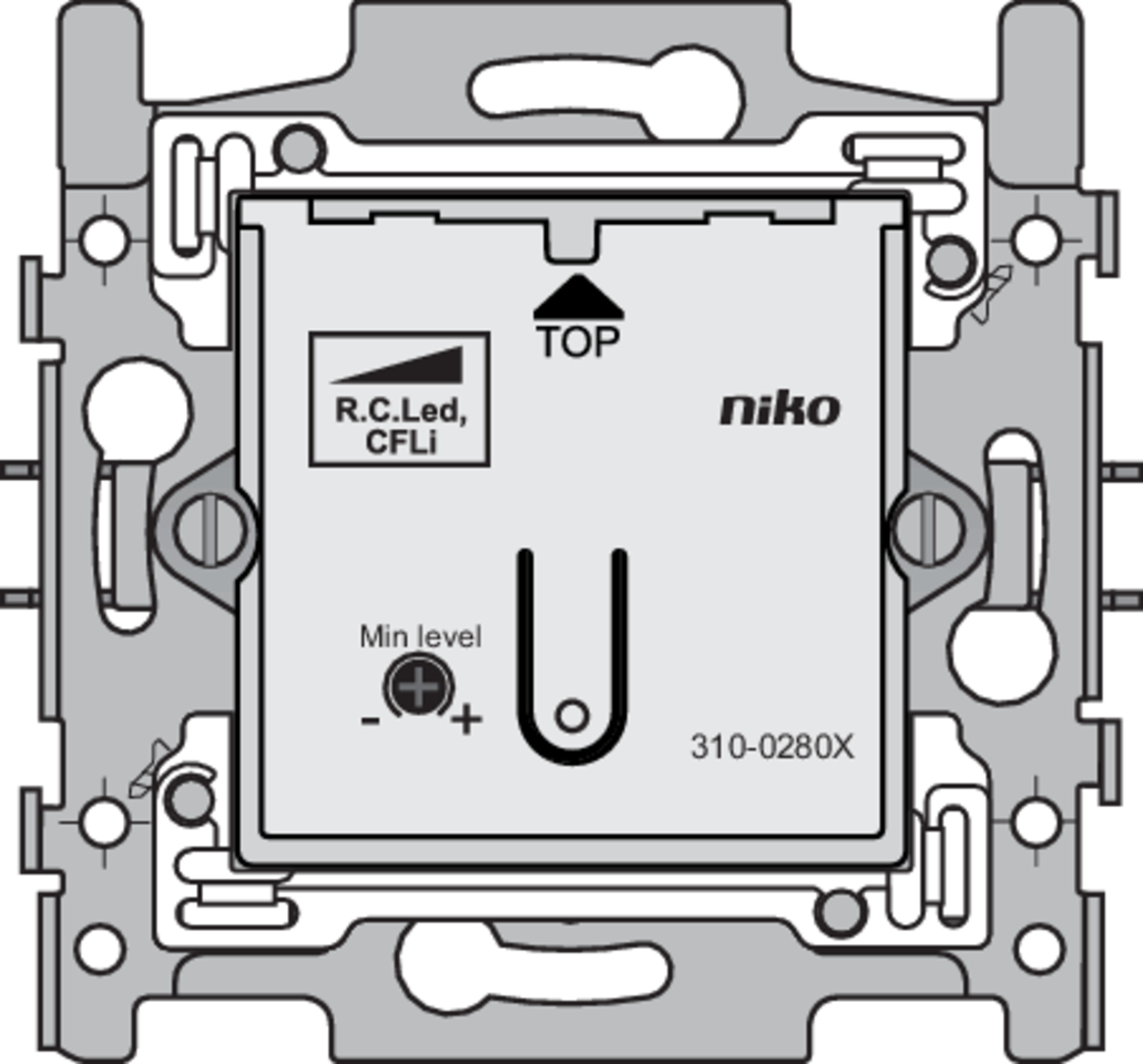 Niko 310-02800: Sokkel voor inbouw drukknopdimmer 2 – 100 W, 3-draads - Image 2
