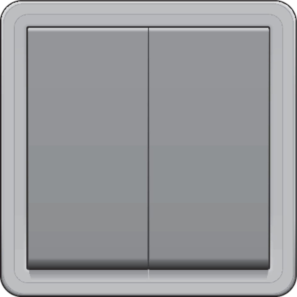 Niko 700-35000: Spuitwaterdichte, niet-verlichtbare dubbele drukknop 10 A/250 Vac met 2 N.O.- of N.G.-contacten, met schroefklemmen, grijs - Image 2