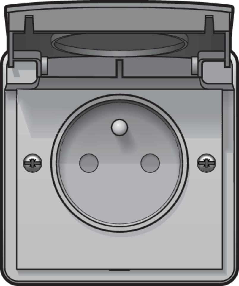 Niko 700-36600: Spuitwaterdicht stopcontact 16 A/250 Vac met penaarde, beschermingsafsluiters en met schroefklemmen, grijs - Image 2