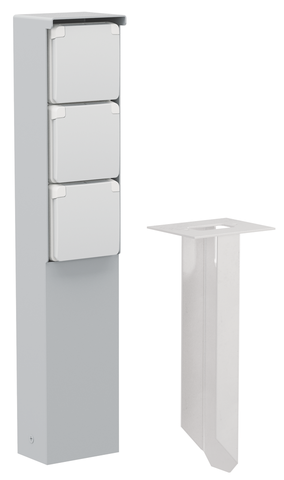 Spuitwaterdichte tuinpaal met drievoudig stopcontact, penaar