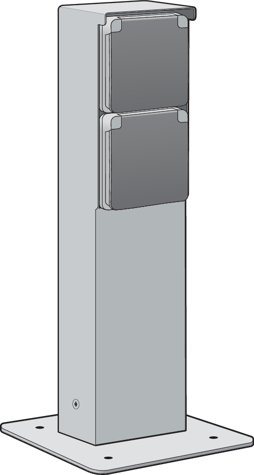 Niko 700-36725: Spuitwaterdichte tuinpaal met tweevoudig stopcontact, penaarde en grondplaat, grijs - Image 2