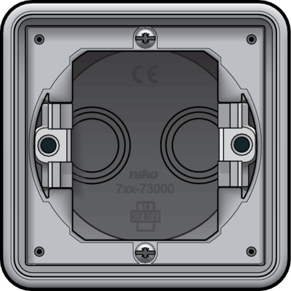 Niko 700-73000: Spuitwaterdichte enkelvoudige inbouwdoos voor een functie, grijs - Image 2