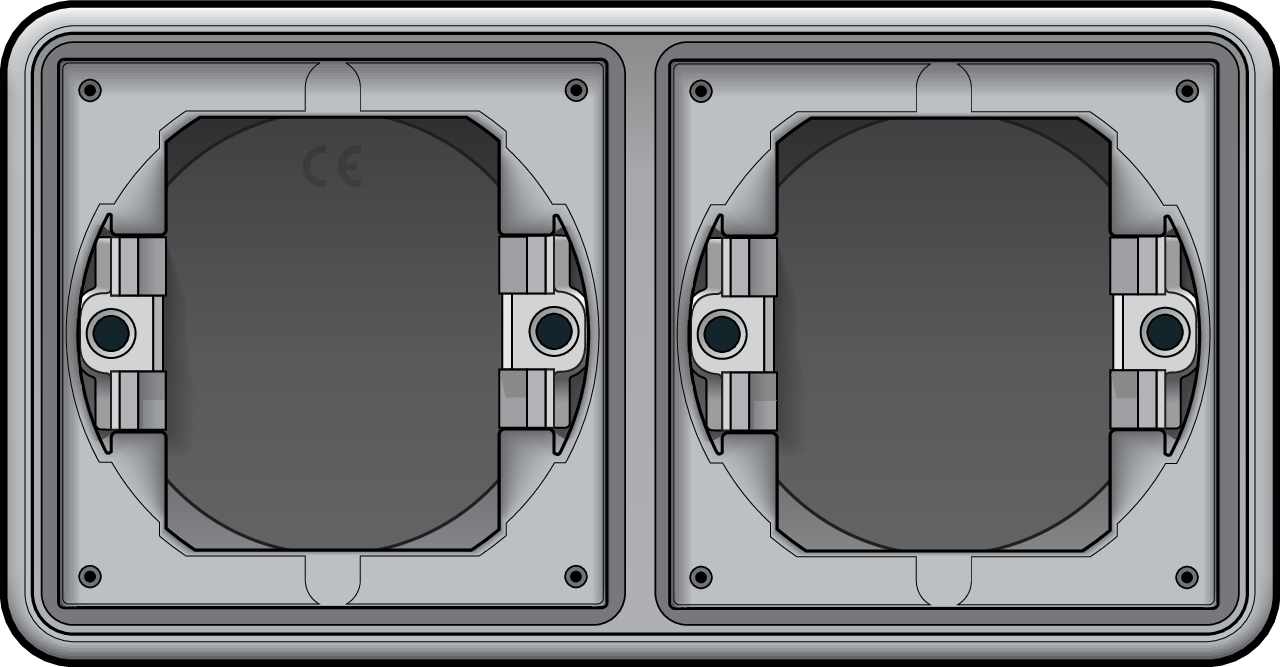 Niko 700-75000: Spuitwaterdichte tweevoudige horizontale inbouwdoos voor twee functies, grijs - Image 2
