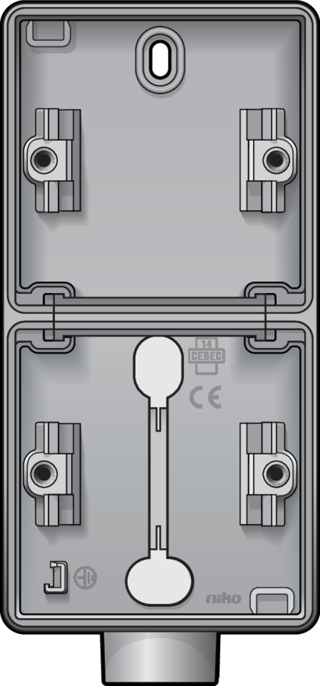 Niko 700-84201: Spuitwaterdichte dubbele verticale opbouwdoos met één M20-ingang voor twee functies, grijs - Image 2