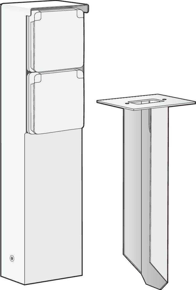 Niko 701-36625: Spuitwaterdichte tuinpaal met tweevoudig stopcontact, penaarde en grondpin, wit - Image 2