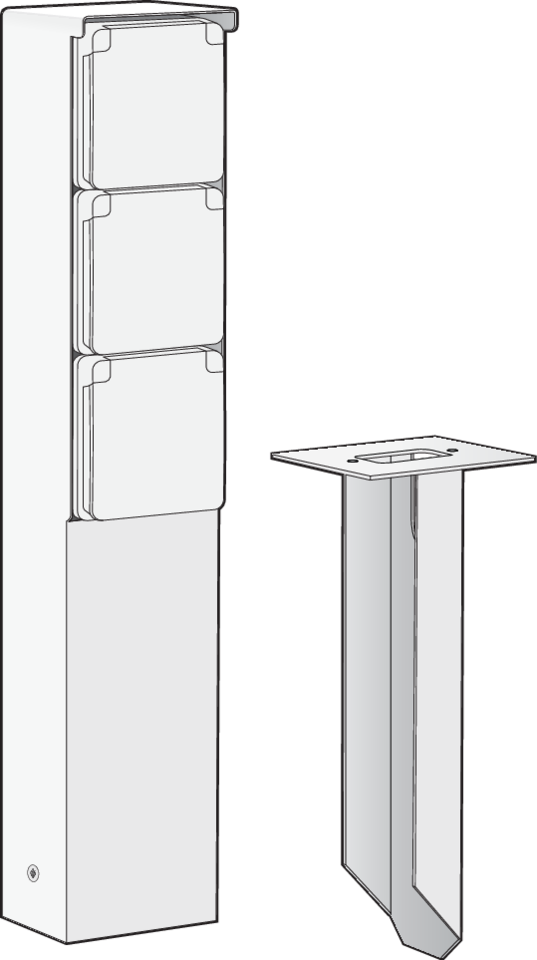 Niko 701-36635: Spuitwaterdichte tuinpaal met drievoudig stopcontact, penaarde en grondpin, wit - Image 2