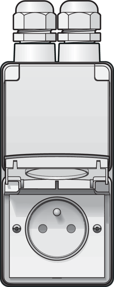 Niko 701-37735: Spuitwaterdicht dubbel verticaal stopcontact met penaarde, beschermingsafsluiters en insteekklemmen – inclusief opbouwdoos met twee ingangen bovenaan, wit - Image 2